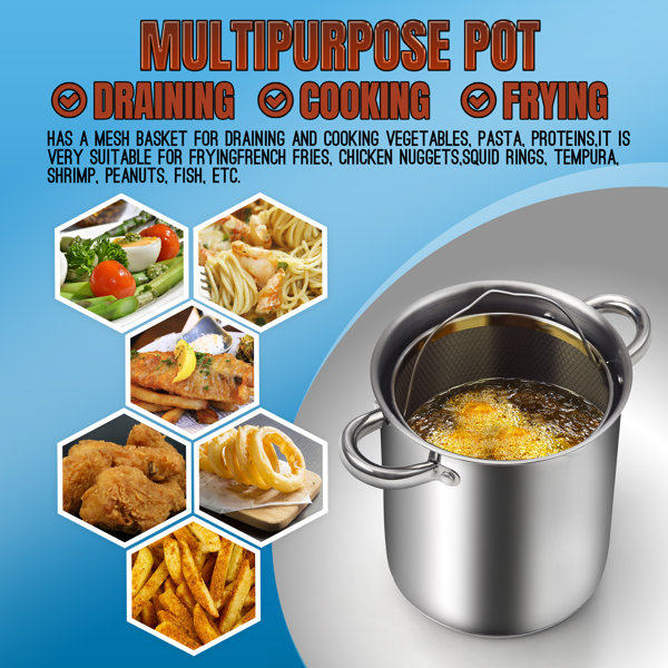 Cook N Home Deep Fryer Pot, 304 Stainless Steel Deep Pot with Oil Drip ...